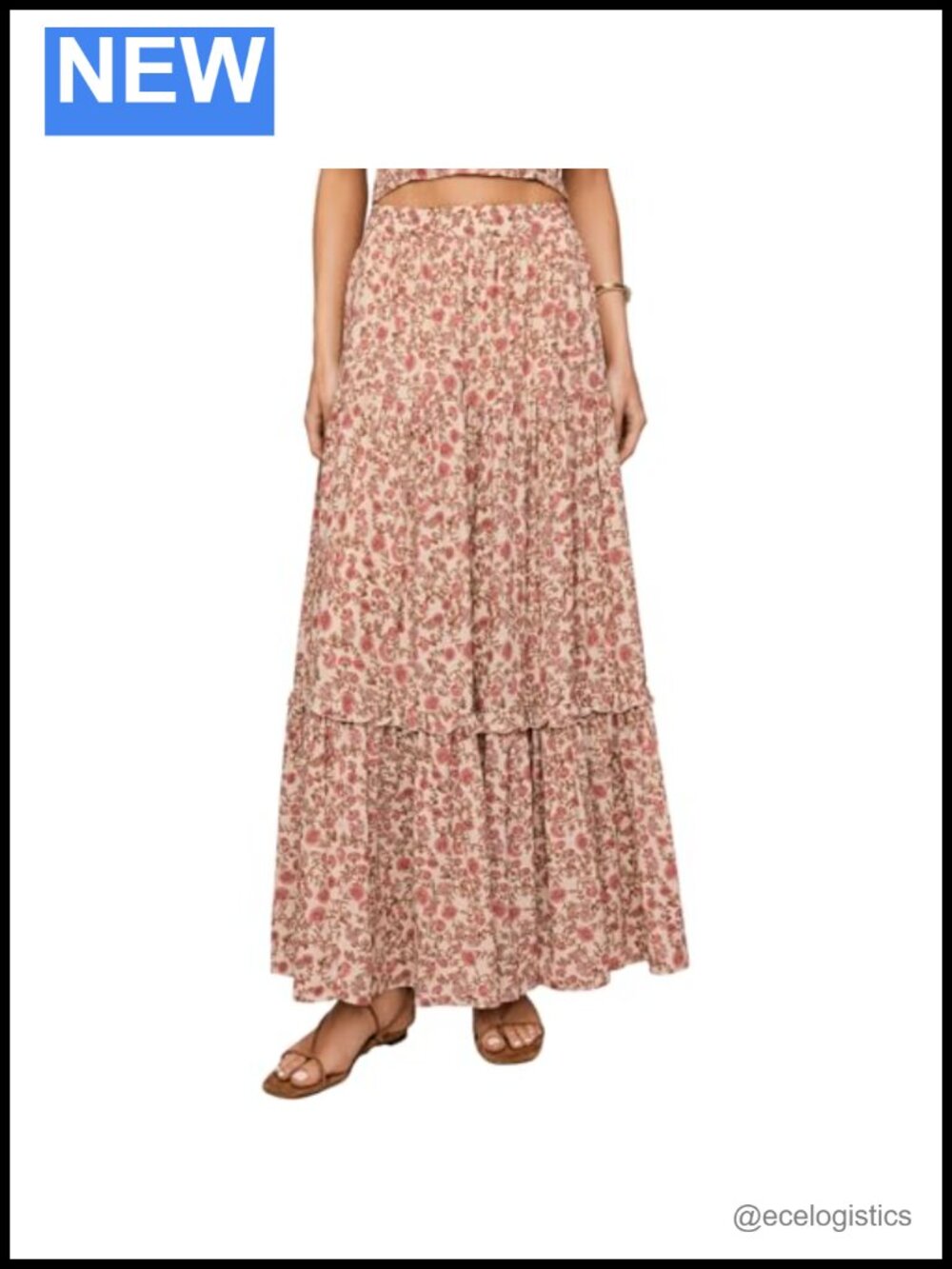 Women's Mora Maxi Skirt High Rise Pull On Elastic Waist Rayon Viscose